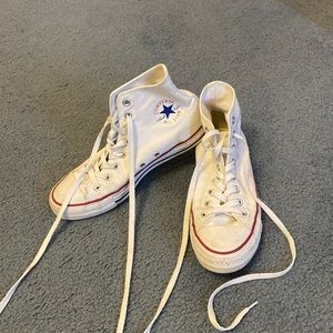 White converse high tops. Size 9 women. Size 7 men.